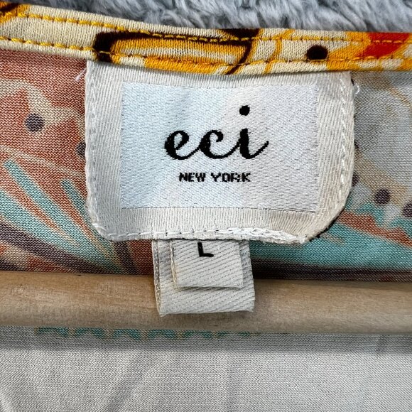 ECI Womens Mini Dress Boho Paisley Flowy Summer Back Tie Sz Large Vintage - Picture 4 of 13